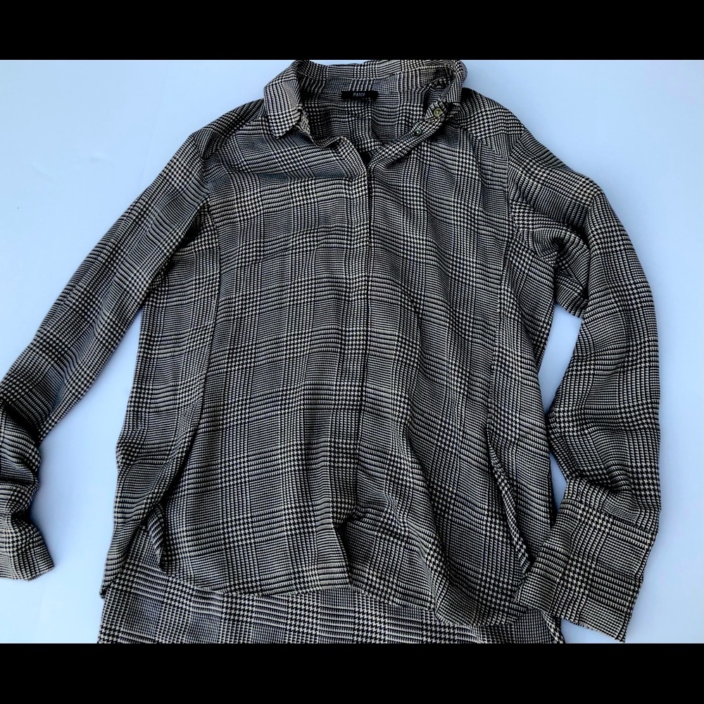 PAIGE Clemence French Cuff Long Sleeve Shirt Houndstooth